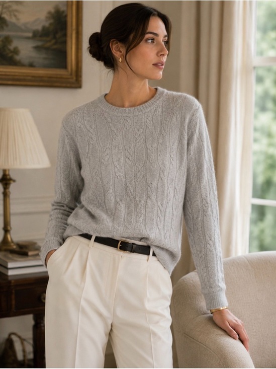 Precious Fibers Sweaters - Precious Fibers 100% Cashmere Cable Knit Sweater Gray Size 1X Luxury Soft